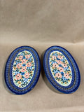 Pair Of Polish Pottery Unikat Small Oval Platters 1753