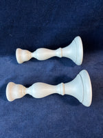 Pair Of Mid Century Wooden Candlestick Holders Made In Sweden