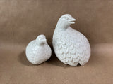 White Ceramic Quail Figurines- 2 PCs