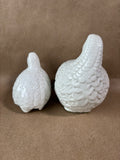 White Ceramic Quail Figurines- 2 PCs