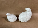 White Ceramic Quail Figurines- 2 PCs