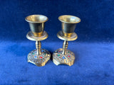 Pair Of Brass Shabbat Candlestick Holders Made In Israel Stamped