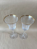 Pair Of Mikasa Crystal Jamestown Style Gold Wine Glasses
