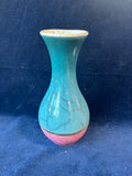 Studio Art Pottery Raku Vase Turquoise Pink Crackle Glaze