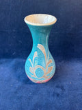 Studio Art Pottery Raku Vase Turquoise Pink Crackle Glaze