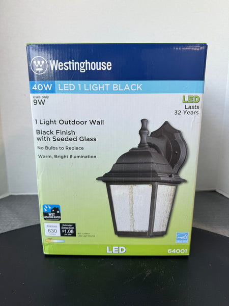 New Westinghouse Black LED Outdoor Light with Seeded Glass