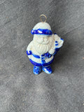 David Eldreth Style Pottery Salt Glazed Santa Claus Hanging Christmas Ornament