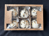 Set Of 6 Gold/Ivory Tone Christmas Ornaments