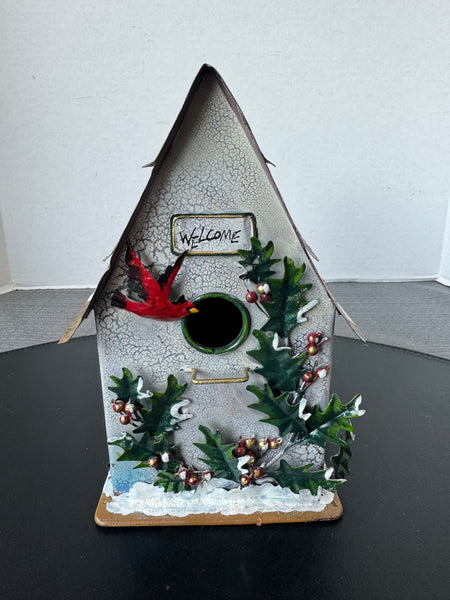 Williamsburg Pottery Metal Wintery Holiday Birdhouse