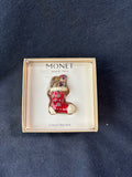 Monet Enamel Trinket/Pill Box Christmas Stocking