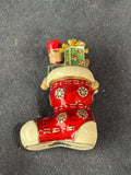 Monet Enamel Trinket/Pill Box Christmas Stocking