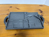 John Wright Gray Cast Iron The Gingerbread House Mold 2 Sided Baking Pan
