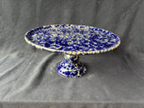 Bennington Potters Style Blue Agate Pedestal Cake Stand (DD)