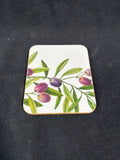 Set Of 6 Botanical Olive Cork Backed Coasters