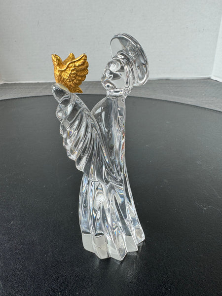 Gorham Germany Crystal Angel with Gold Dove