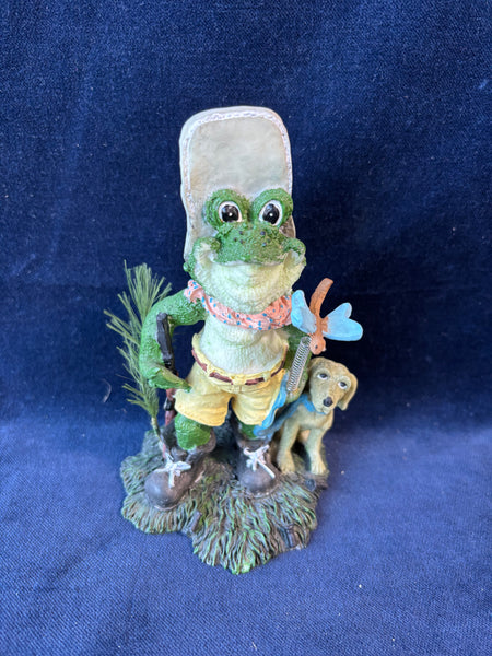 Frog With A Dog Hunting Resin Figurine *Read Description*