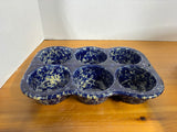 Bennington Pottery Style Blue Agate Muffin Pan (HH)