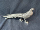 Metal Pheasant Bird Figurine Silver Tone (A)