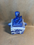 White and Blue Trinket Box W/ Foo Dog Lid