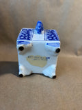 White and Blue Trinket Box W/ Foo Dog Lid