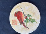 Set Of 4 Susan Winget Ceramic Coasters W/Holder