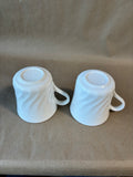 Set Of 4 Corning Ware White Swirl Coffee Mugs