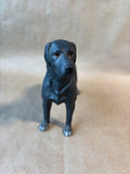 Andrea By Sadek Black Labrador Retriever Dog Porcelain Figurine W/Wooden Stand