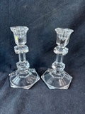 Pair Of Clear Glass Candlesticks Holders