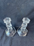 Pair Of Clear Glass Candlesticks Holders