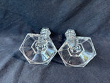 Pair Of Clear Glass Candlesticks Holders