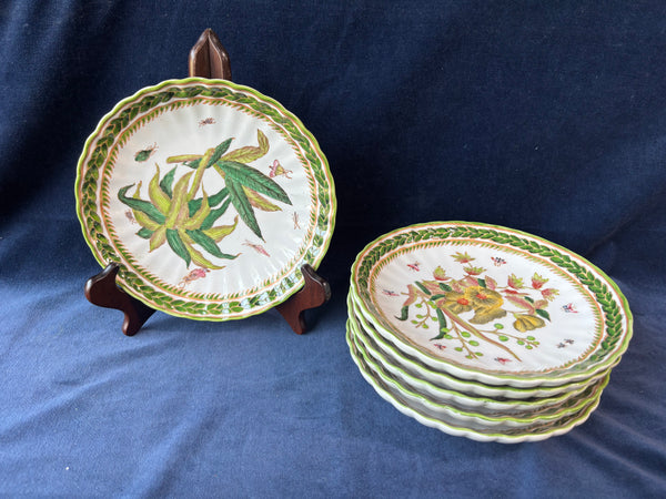 Set Of 6 Two's Company Hand Painted Botanical Decorative Plates