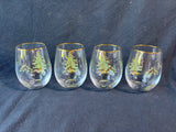 Set Of 4 Spode Crystal Christmas Tree Stemless Wine Glasses (3 Sets Available, Priced Individually)