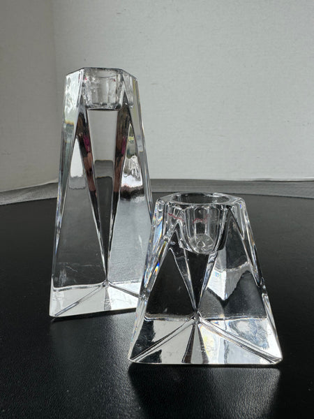 Pair of Villeroy & Boch Crystal Triangular Candlesticks