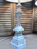 Pair of Tall White Washed Column Lamps