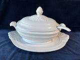 Large White Ceramic Soup Tureen With Ladle