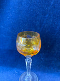 Set Of 6 Amber Yellow Bohemian Crystal Cordial Glasses (2 Sets Available, Priced Individually)