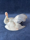 (C) Lladro Nesting Crane #1599 Porcelain Bird Nature Figurine In Original Box