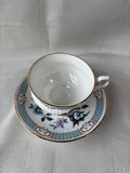 Elizabethan Fine Bone China Blue Floral Gold Rim Footed Tea Cup And Saucer Set