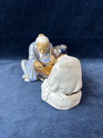Chinese Shiwan Mudman Glazed Clay Pottery Men Playing Chess