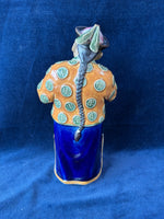 Chinese Pottery Glazed Statue Of Man Holding A Steam Cup *Read Description*