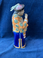 Chinese Pottery Glazed Statue Of Man Holding A Steam Cup *Read Description*