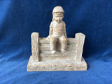 Royal Haeger Pottery Boy Figurine Sitting On Fence *Read Description*