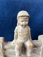 Royal Haeger Pottery Boy Figurine Sitting On Fence *Read Description*