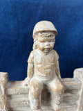 Royal Haeger Pottery Boy Figurine Sitting On Fence *Read Description*