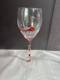 Set Of 4 Pier 1 Style Swirline Red Crystal Clear Wine Goblets