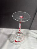 Set Of 4 Pier 1 Style Swirline Red Crystal Clear Wine Goblets