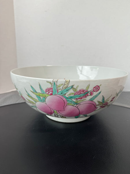 Vintage Chinese Enamel Plum Blossom Large Porcelain Bowl