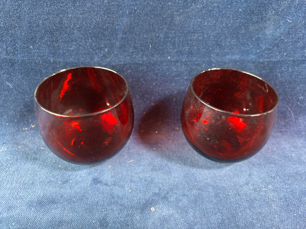 Lot Of 4 Ruby Red Glass Set Anchor Hocking