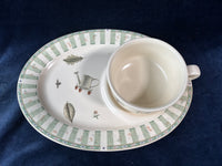 4 Piece Pfaltzgraff Naturewood Snack Plates with Soup Bowls