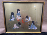 "Picnic" Acrylic on Gold Paper